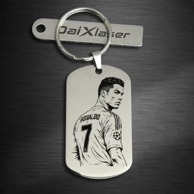 Cristiano Ronaldo Soccer Player Keychain mirror silver – Custom Engraved Soccer Gift