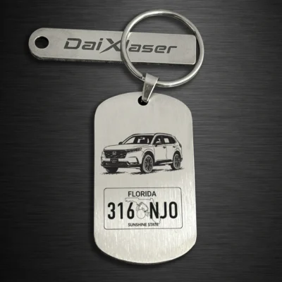 Honda CR-V License Plate Keychain – Personalized Stainless Steel brush silver