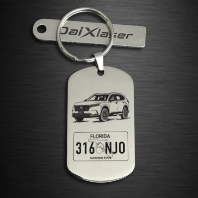 Honda CR-V License Plate Keychain – Personalized Stainless Steel mirror silver