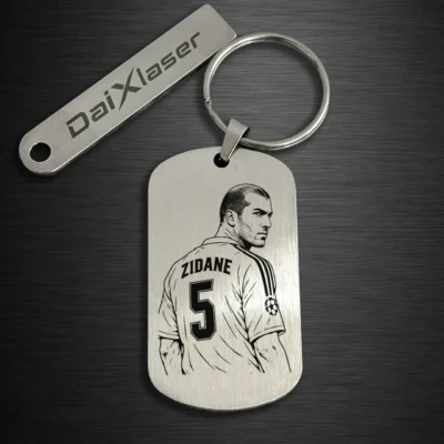 Zinedine Zidane Soccer Player Keychain brush silver – Custom Engraved Football Gift