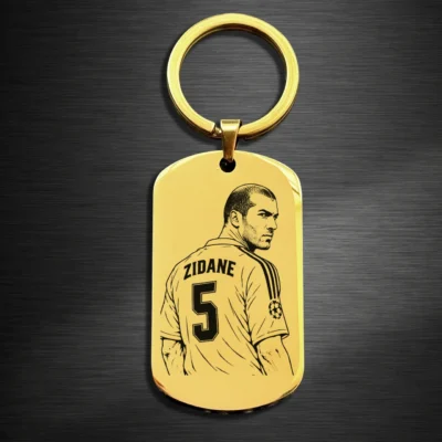 Zinedine Zidane Soccer Player Keychain – Custom Engraved Football Gift