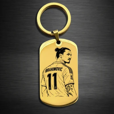 Zlatan Ibrahimović Soccer Player Keychain – Custom Engraved Football Gift